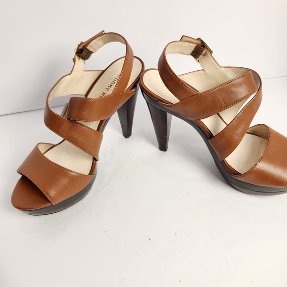 Audrey Brooke Women's Open Toe Strappy Slingback Platform Sandals Brown Size 7M - Picture 6 of 7